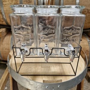 Fontaine à boissons en verre 3 x 1,5 Litres + support