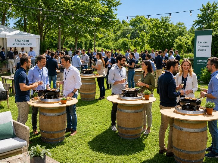 Table tonneau mange-debout avec Barbecue Intégré – Image 2